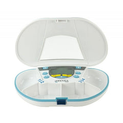 VitaCarry Gasketed 4 Compartment Pill Box (White) with 4 Alarm Timer