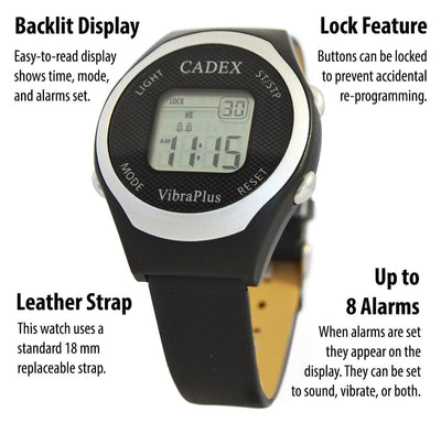 epill Cadex VibraPlus 8 Alarm Vibrating Medication Reminder Watch
